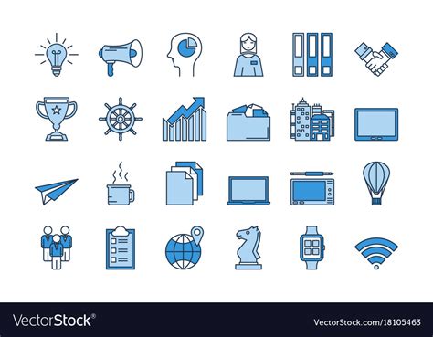 02 Blue Business Icons Set Royalty Free Vector Image