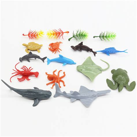Mini Sea Life Figure Set Plastic Solid Ocean Animal Toy With Glass