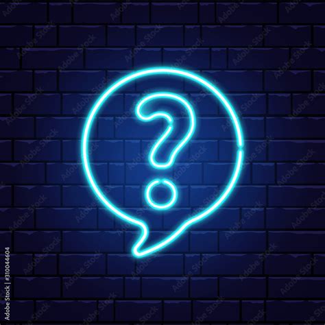 Neon Question Mark In Speech Bubble Glowing Blue Question Sign Color