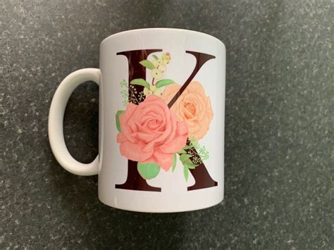 Personalised Initial Mug Floral Mug Custom Made Gift Etsy