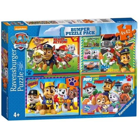 Superb Paw Patrol Four 42 Piece Count Jigsaw Puzzle Bumper Pack Now At