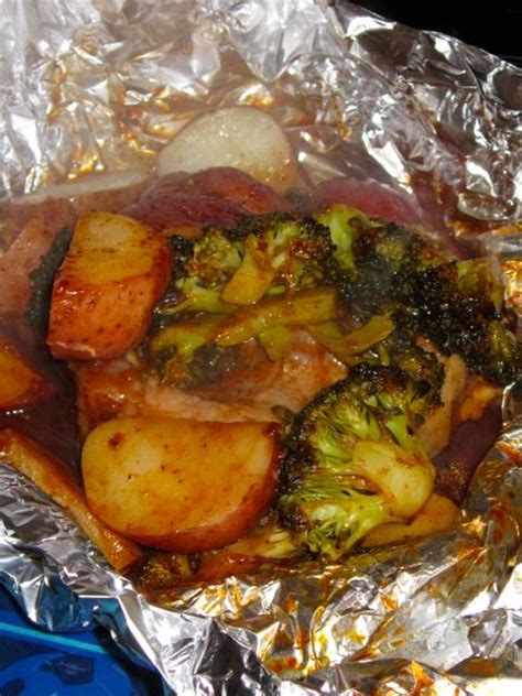 Be careful not to let the foil touch the sides and the top of. Foil packet BBQ Pork Chops with veggies. In the Oven now I ...