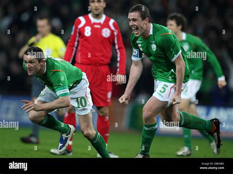 Republic Of Irelands Robbie Keane Celebrates His Second Goal During