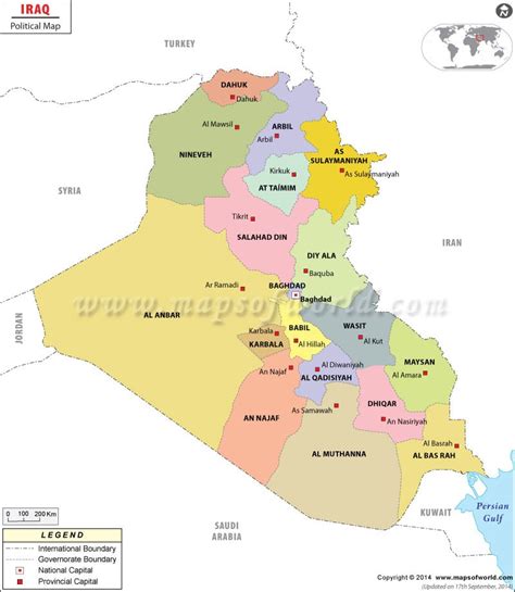 Political Map Of Iraq Iraq Governorates Map