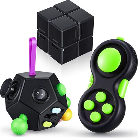 Buy 3 Pieces Fidget Cubes Toy Set 12 Sided Fidget Infinity Handheld