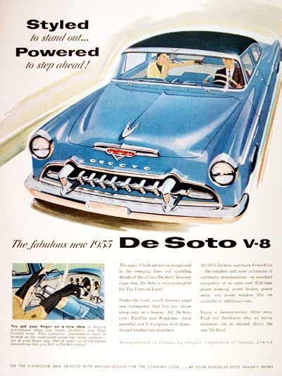 1955 Desoto Fireflite Sedan Styled And Powered Vintage Ad Vintage Cars