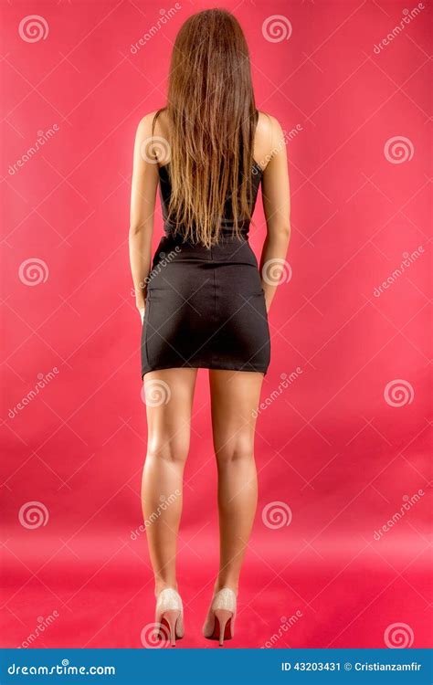 Beautiful Woman In Black Dress Stock Image Image Of Long Glamour 43203431