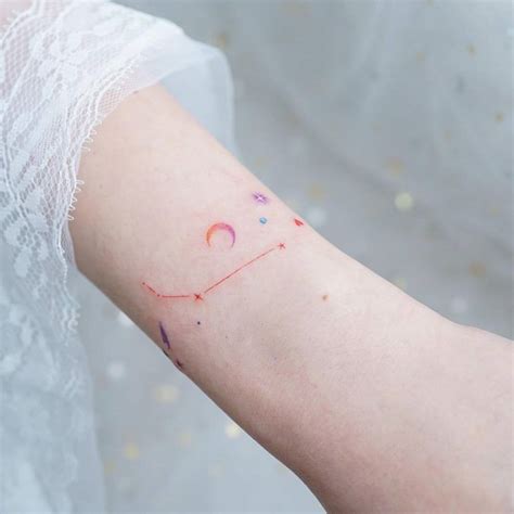 Minimalist Aries Constellation Tattoo On The Forearm
