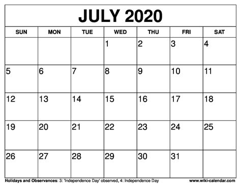 Free Printable July 2023 Calendar Templates With Holidays Artofit