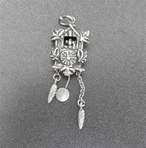 Movable Cuckoo Clock Charm Or Pendant Sterling Silver Clock Etsy