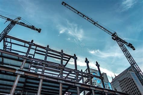 Modern City Under Construction In The Morning Stock Image Image Of