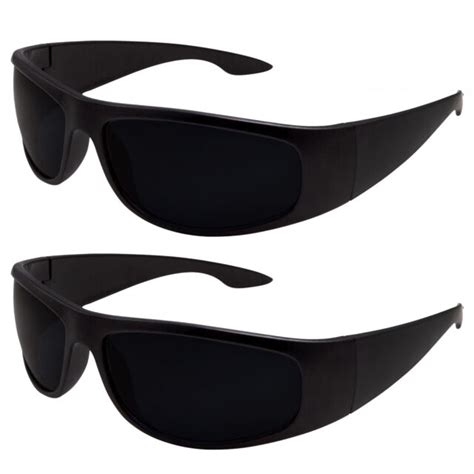Matte Black Super Dark Lens Biker Wrap Around Chopper Sunglasses Gangster Cholo Ebay