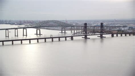 6k Stock Footage Aerial Video Of Newark Bay Bridge And Lehigh Valley