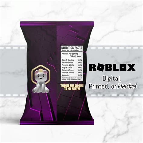 Roblox Chip Bags Label Custom Digital Printed Or Etsy