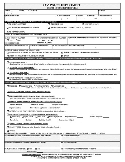 Police Department Use Of Force Report Form Fill Out Sign Online And
