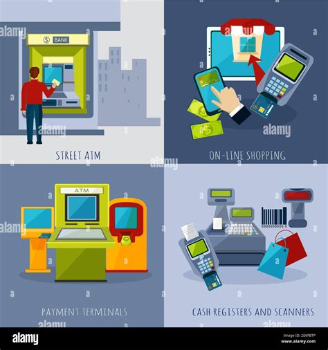 Atm Design Concept Set With Payment Systems Cartoon Icons Isolated