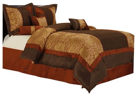 Nanshing Pastora 7 Piece Bedding Comforter Set Brown Queen Hanaposy