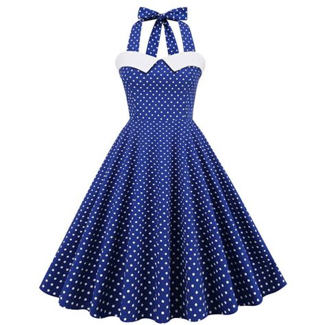 Womens Vintage Sleeveless Polka Dot Audrey Hepburn Style Swing Dress