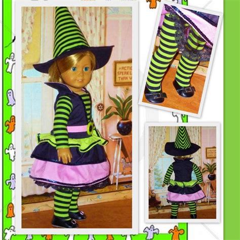 American Girl Doll Halloween Costume Rockin Witch With Hat And Tights