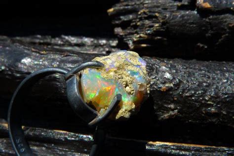 Fire Opal Ring Raw Rough Stone Brazilian Jewelry By BeijoFlor 109 00