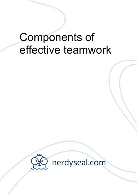 Components Of Effective Teamwork 793 Words Nerdyseal