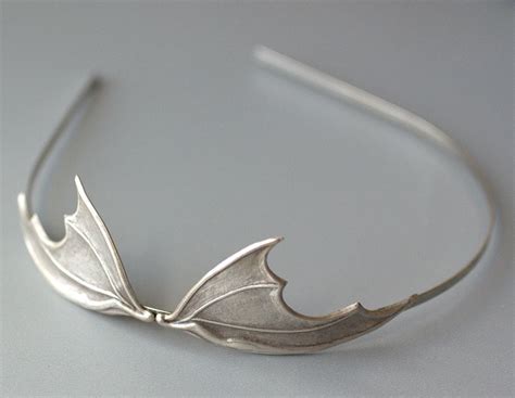 Bat Wing Headband Silver Vamp Halloween Vampire Retro Goth Silver