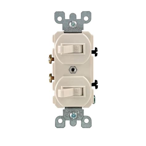 Leviton 15 Amp Combination Double Switch Light Almond R56 05224 2ts