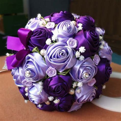25 stunning wedding bouquets part 6 purple wedding bouquets. Free Shipping, Wedding Bouquet, handmade, ribbon roses ...