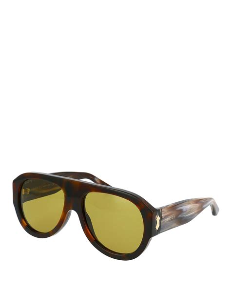 gucci havana thick sunglasses with shaded temples in brown lyst