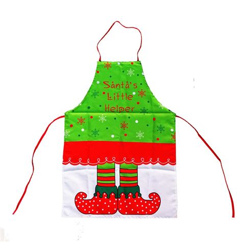 christmas apron cloth printing elves whimsy novelty t kitchen apron funny decorations