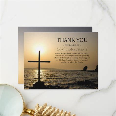 Religious Funeral Thank You Card Sunset Ocean Card Sunset Ocean