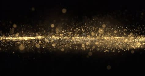 Gold Glitter Particles Wave Background Shining Gold Sparks And Yellow