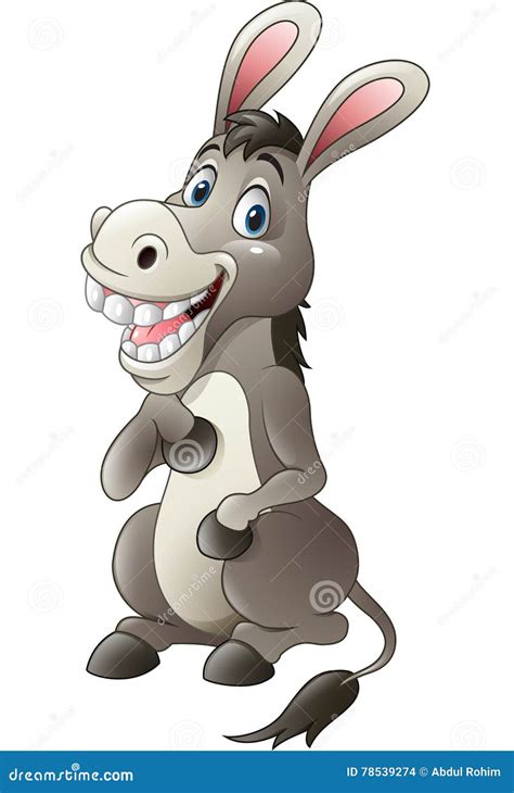 Cartoon Funny Donkey Mascot Stock Vector Illustration Of Farm Grey