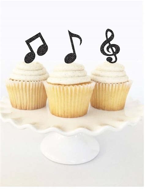 Music Note Cupcake Toppers Music Party Decor Music Note Etsy