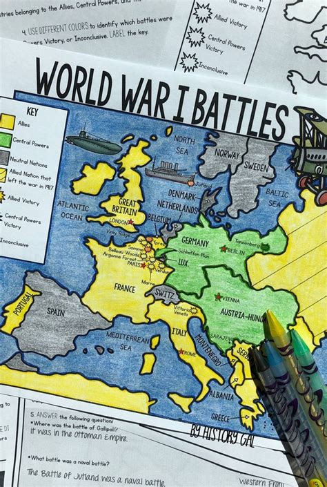 World War 1 Map Activity Worksheet