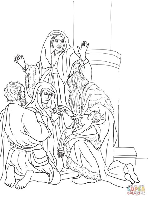 Simeon And Anna Meet Jesus Coloring Page