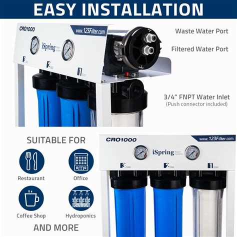 Ispring Cro1000 4 Stage Tankless Commercial Reverse Osmosis Drinking