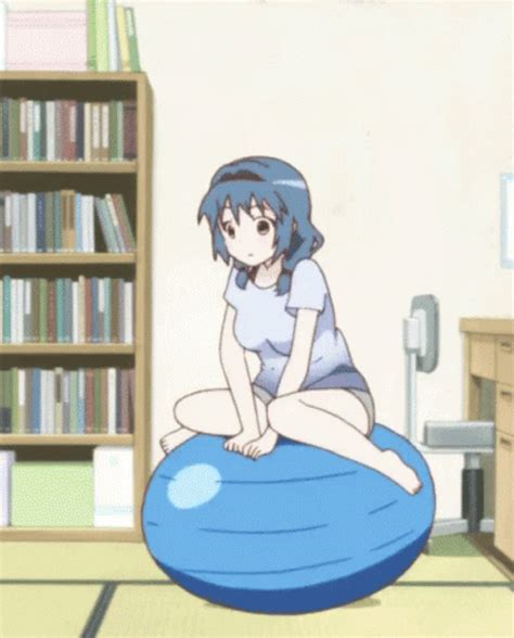 Anime Yuriyuri Himawari Furutani Riding Bouncy Ball GIF GIFDB Com