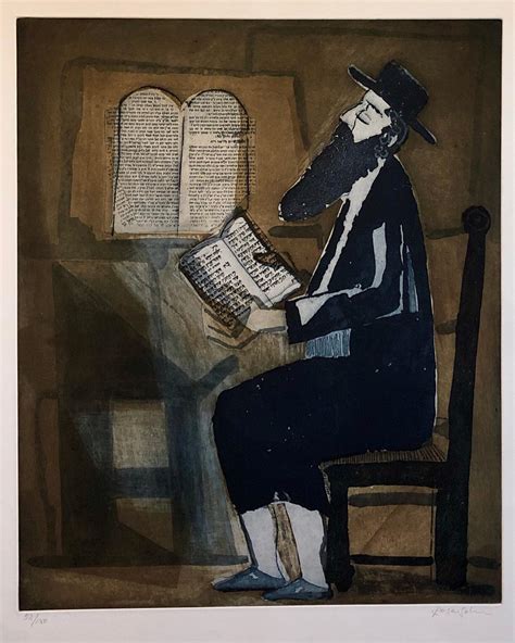 Lennart Rosensohn Modernist Judaica Art Aquatint Etching Jewish Rabbi