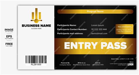 Premium Vector Elegant Entry Pass Design With Golden Theme