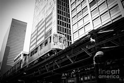 Chicago Elevated L Train In Black And White Photograph By Paul Velgos