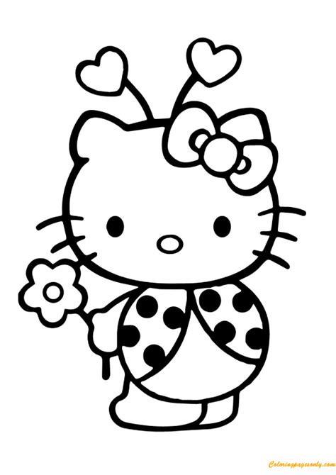See more ideas about hello kitty coloring, hello kitty colouring pages, kitty coloring. Hello Kitty In Ladybug Sute Coloring Page - Free Coloring ...