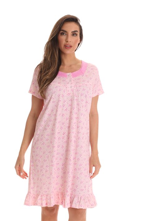 Dreamcrest Dreamcrest 100 Cotton Short Sleeve Nightgown For Women With Lace Trim Pink 3x