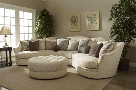 Amanda Transitional Curved Ivory Sectional Sofa W Loose Pillow Back