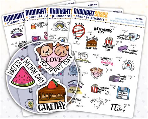 Wacky Holiday Planner Stickers Volume 1 Calendar Icons Midnight