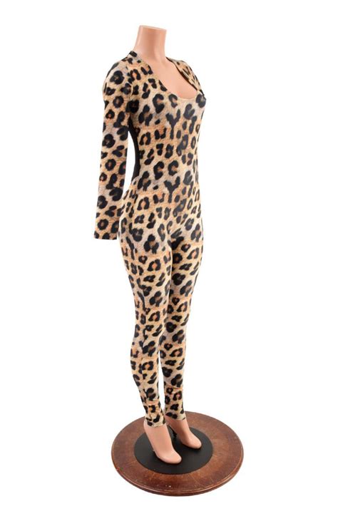 Leopard Print Catsuit With Sheer Mesh Back Coquetry Clothing