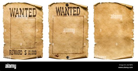 Wild West Wanted Posters Set Isolated Stock Photo Alamy