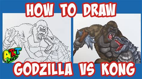 How To Draw Godzilla Vs Kong With His Axe Youtube