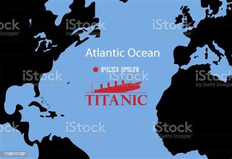 Schematic Vector Map Of The Place Where The Wreckage Of The Titanic