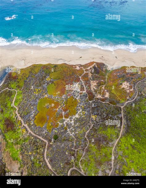 Aerial View Of Northern California Coastline Near Monterey Beach And